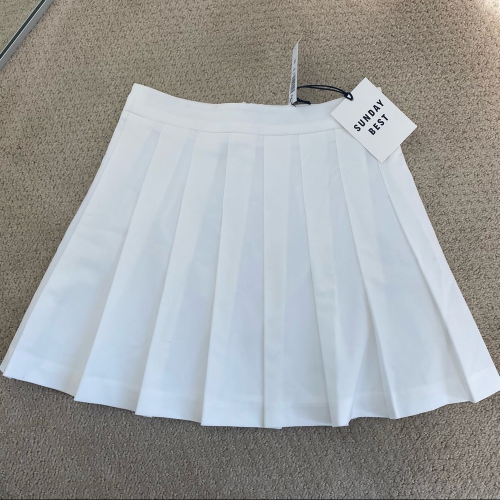 NWT Aritizia Sunday Best White Pleated Tennis Skirt Athletic Mini Skirt Size 0